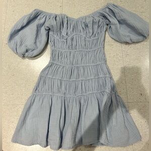 Blue Baby Doll Scrunch Dress